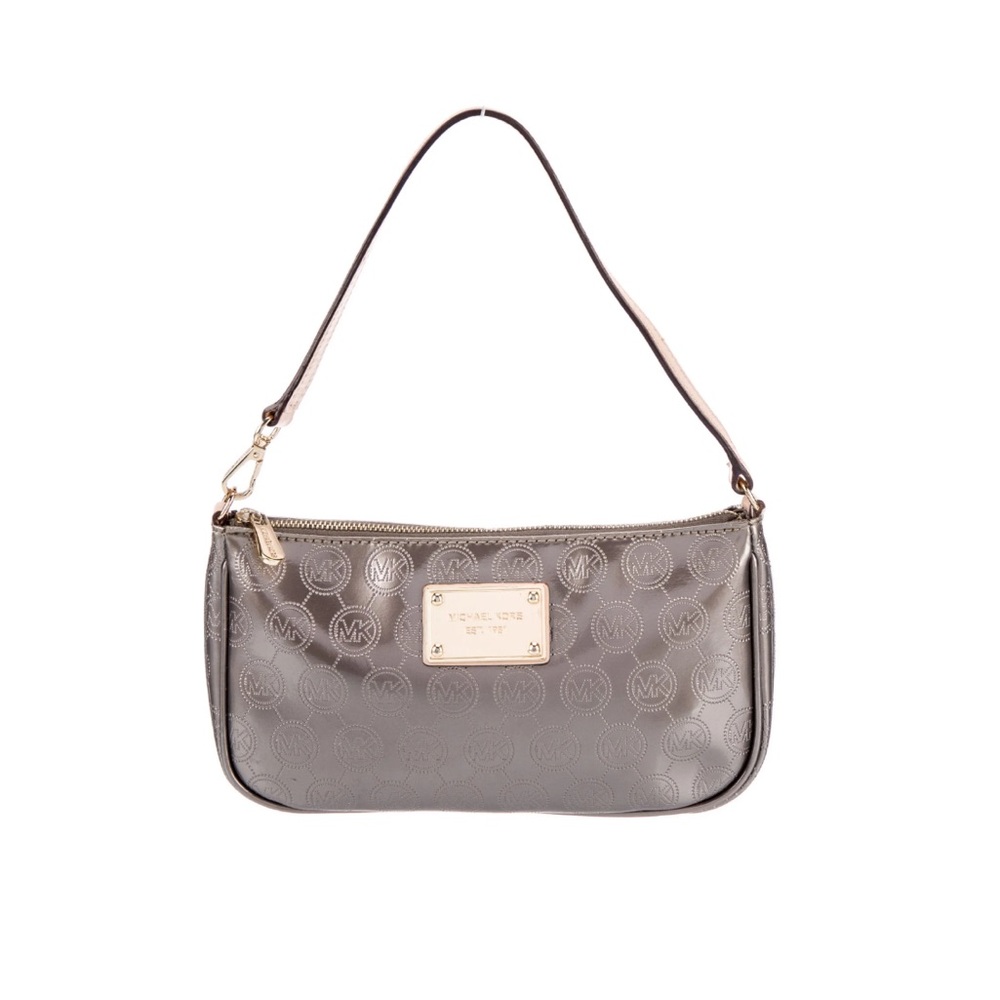 Michael Kors Patent Leather MK Logo Small Bag‎ Silver